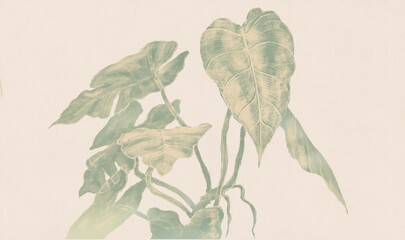 Philodendron. nature background. leaf painting. art © Jorm Sangsorn