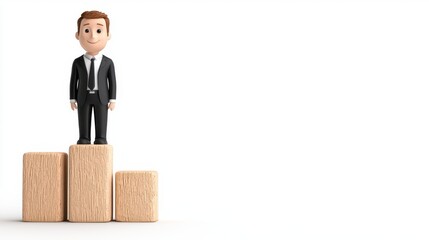 Ambitious Businessman Reaching the Top: 3D Rendered Illustration of Success and Growth