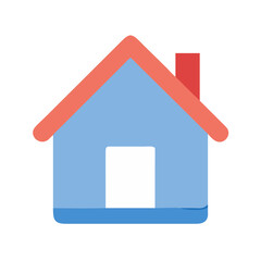 Fototapeta premium Illustration of a blue house with red roof on black background