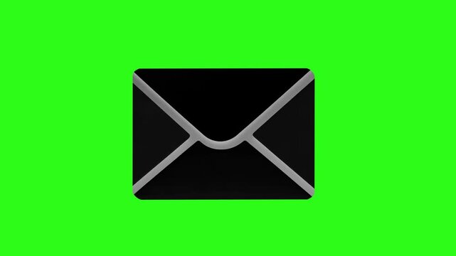 email or  letter  icon animation on a vibrant green screen background for professional video editing and graphic design projects
