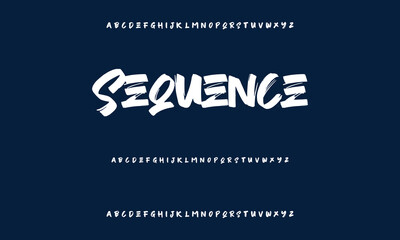 Hardest Brush Font. Hand Lettering Sketch Font. Vector Alphabet