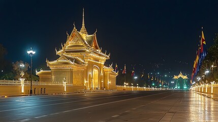 Magnificent Thai Royal Palace Shining in the Twilight of Bangkok