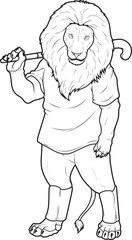 Lion Field hockey Hockey stick Animal Vector Graphic Art Illustration