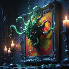Obraz premium A haunted painting that appears to pulsate with extraterrestrial energy. It was as if it was about to jump off the canvas