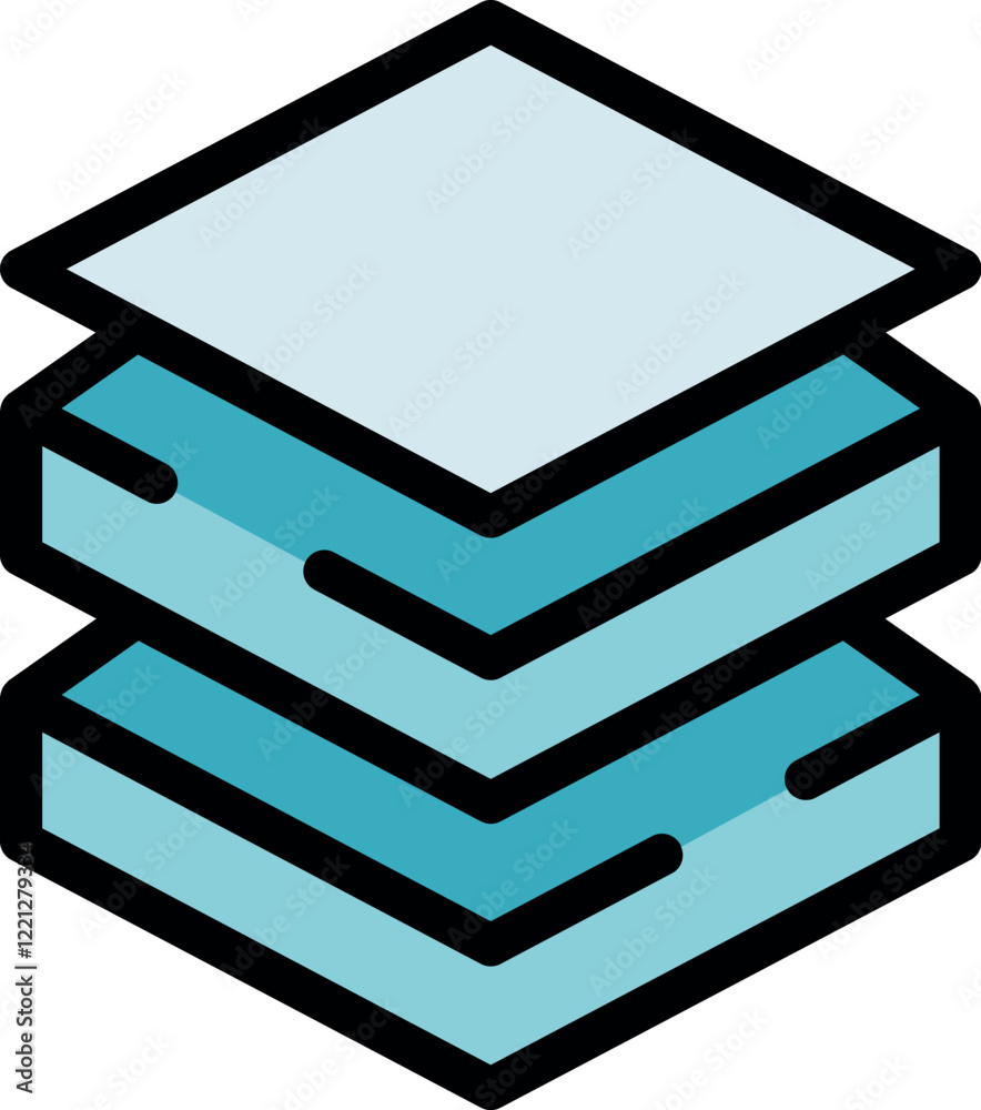 Poster visual representation of data layers or hierarchical structure, symbolizing organization and informa