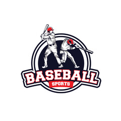 Hand drawn flat design baseball logo