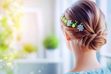 Naklejka premium Modern hair accessories enhance hairstyles with elegance and charm in a bright, stylish indoor setting