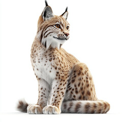 Naklejka premium lynx, lynx feline, lynx cat, lynx mammal on white background, 3D cartoon