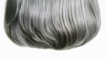 Naklejka premium short straight silver grey wig with side fringe isolated on white background