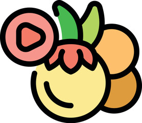 Augmented reality application providing information about exotic fruit, using play button icon