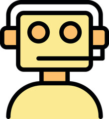 Friendly online support chatbot operator robot wearing headset, answering customer questions and providing assistance