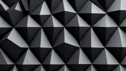 Polished, Semigloss Wall background with tiles. Triangular, tile Wallpaper with 3D, Black blocks. 3D Render