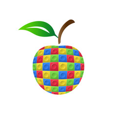 Colorful apple blocks puzzle vector isolated on white background.	