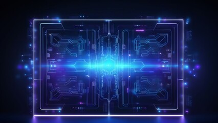 A futuristic technology-themed wallpaper featuring sleek geometric shapes, glowing neon lines, and a modern cyber aesthetic.