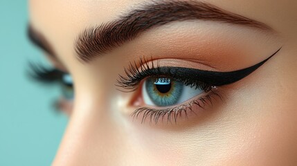 Obraz premium Close-Up of Beautiful Female Eye with Perfect Makeup and Eyeliner