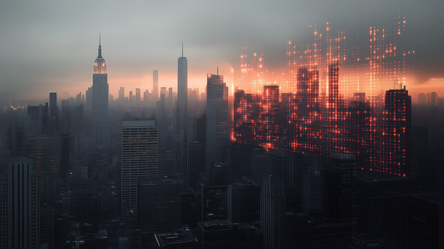 Digital Urban Landscape with Superimposed Connectivity Grid