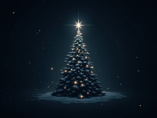 Illuminated Snow-Covered Christmas Tree