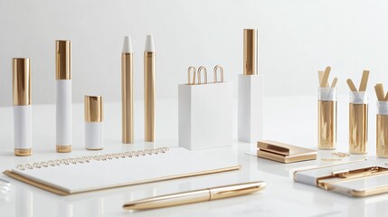 Elegant Gold and White Desk Organizer Set