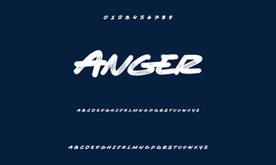 Hardest Brush Font. Hand Lettering Sketch Font. Vector Alphabet