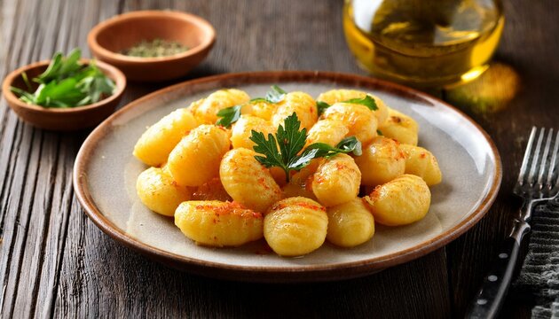 gnocchi allo zafferano pasta food, AI generated