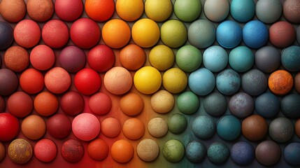 Fototapeta premium A vibrant 3D wallpaper showcasing a gradient of bright colors, combined with embossed bubble patterns for a dynamic effect.