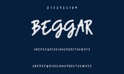 Hardest Brush Font. Hand Lettering Sketch Font. Vector Alphabet