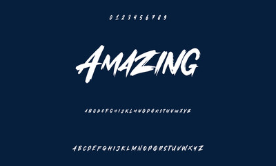 Hardest Brush Font. Hand Lettering Sketch Font. Vector Alphabet