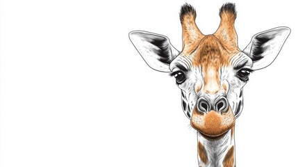 Detailed Illustration of a Giraffe with Warm Expression and Features