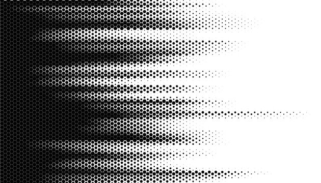 Black and white transition background pattern. Abstract pattern transition for backgroud, jersey pattern. Smooth disappear effect with hexagon shapes. Vector Format Illustration. EPS10	