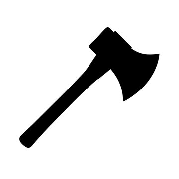 recommend clip art: Simple, bold silhouette of an axe, suitable for various design projects.