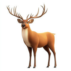 Obraz premium deer, dear head, cartoon deer, majestic deer on white background, 3D cartoon