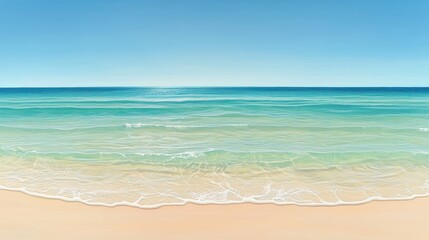 Fototapeta premium A stunning beach scene with turquoise waters lapping against a pristine white sandy shore.