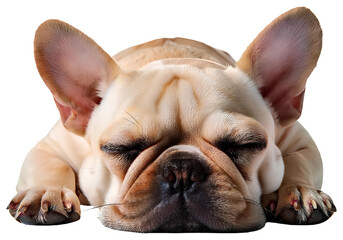 Fototapeta premium French Bulldog puppy taking a peaceful nap sleeping png clipart transparent