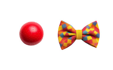 Fun Clown Nose with Colorful Bow Tie for Purim Celebration Isolated on transparent background.