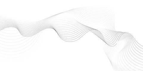 Wave flowing liquid line abstract background. Black and white vector design 3D lines in perspective, curve and wave lines in motion, smooth and soft backdrop	. Vector and eps10