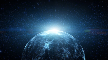 Obraz premium 3d Digital sphere with technology dots illustration.