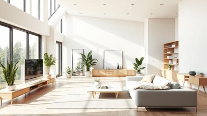 Fototapeta premium Bright Minimalist Living Room Interior Design