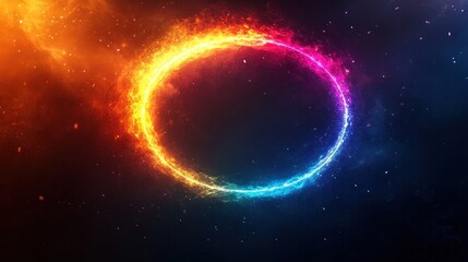 Obraz premium Vibrant Cosmic Vortex Swirling Celestial Energy in Radiant Hues A mesmerizing digital artwork depicting a dynamic colorful portal or vortex in the vastness of space