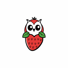 strawberry with a owl