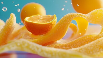 Fresh sliced citrus fruits slices of orange tangerine lemon isolated on a colorful background