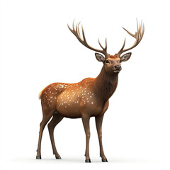 Fototapeta premium deer, 3D deer, cartoon deer, animated deer on white background, 3D cartoon