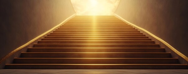 Obraz premium Golden staircase glowing with divine light leading into the heavens