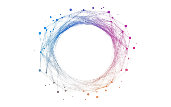 Circular Symbol with Interconnected Lines of Connectivity Isolated on transparent background.