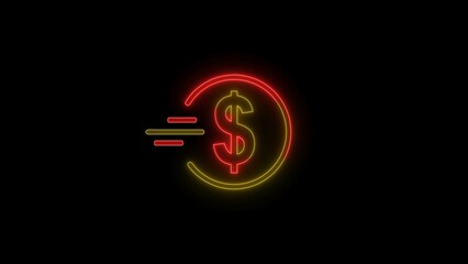 Obraz premium neon dollar illustration icon on black background.