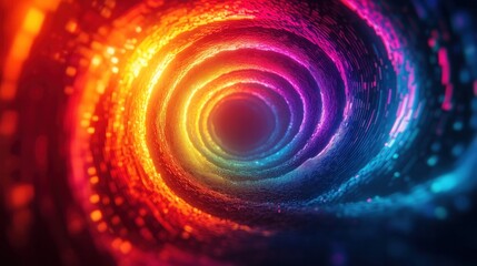 Captivating and mind bending abstract digital artwork featuring a vibrant spiral vortex of mesmerizing psychedelic lights colors and shapes