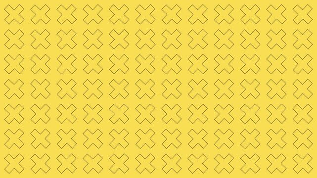 Memphis design with lines. Seamless pattern background with yellow. Plus sign are spinning and breathing 