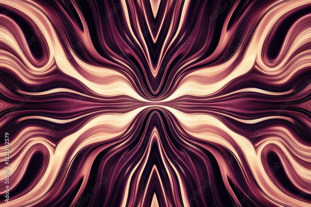 Poster symmetrical waves create a mesmerizing abstract pattern in warm tones