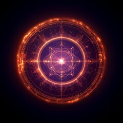 Sacred circle glowing with celestial symbols, radiating divine energy