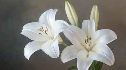 Fototapeta premium Close Up of Elegant White Lilies in Soft Light