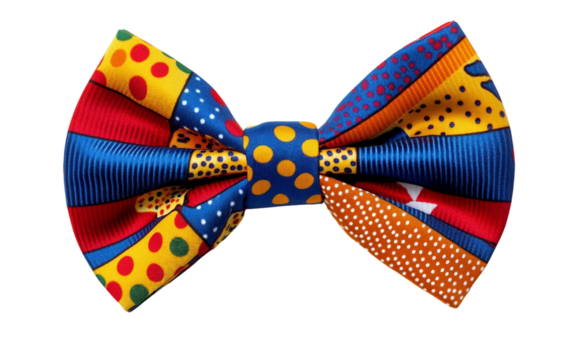 Matching Clown Nose and Vibrant Bow Tie for Purim Isolated on transparent background.